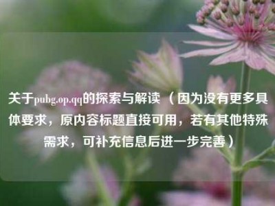 关于pubg.op.qq的探索与解读 （因为没有更多具体要求，原内容标题直接可用，若有其他特殊需求，可补充信息后进一步完善）
