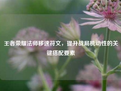 王者荣耀法师移速符文，提升战局机动性的关键搭配要素