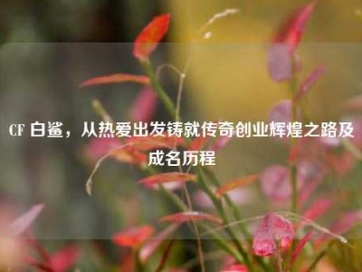 CF 白鲨，从热爱出发铸就传奇创业辉煌之路及成名历程
