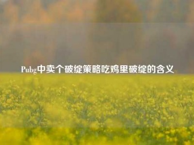 Pubg中卖个破绽策略吃鸡里破绽的含义