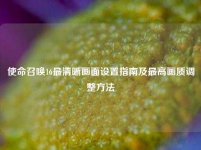 使命召唤16最清晰画面设置指南及最高画质调整方法