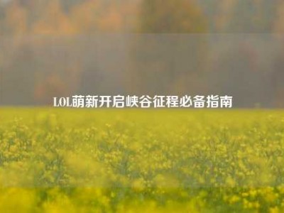 LOL萌新开启峡谷征程必备指南