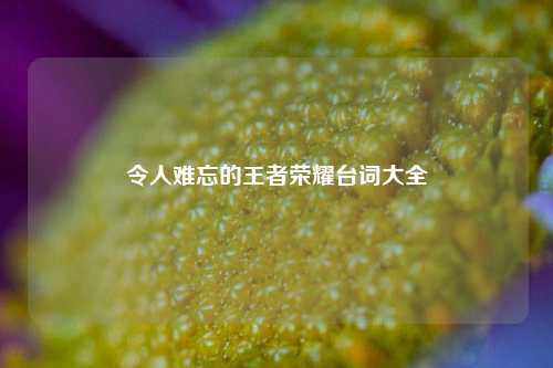 令人难忘的王者荣耀台词大全