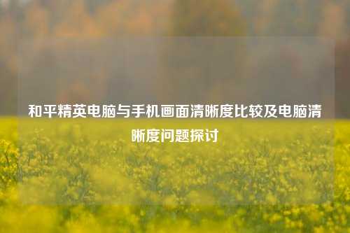 和平精英电脑与手机画面清晰度比较及电脑清晰度问题探讨