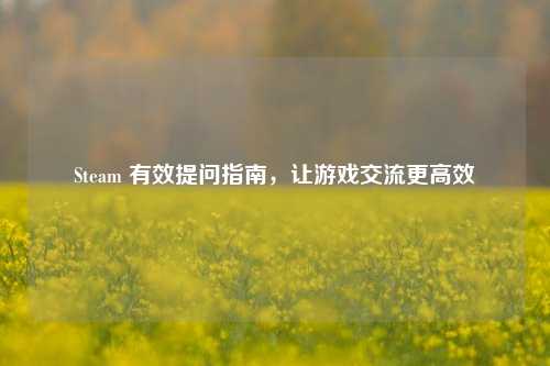 Steam 有效提问指南，让游戏交流更高效