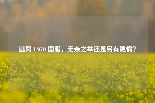 逃离 CSGO 国服，无奈之举还是另有隐情？